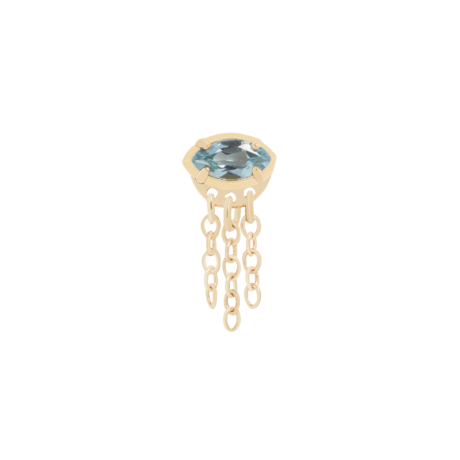 Sky blue topaz cartilage piercing earring with chains
