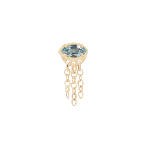 Sky blue topaz cartilage piercing earring with chains
