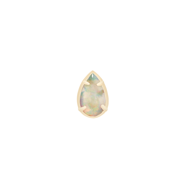 Real opal pear stud earring in yellow gold