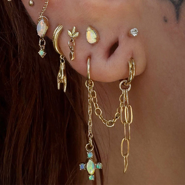 Pastel genuine tear drop opal stud earring by body piercer @AdornedByAmelia