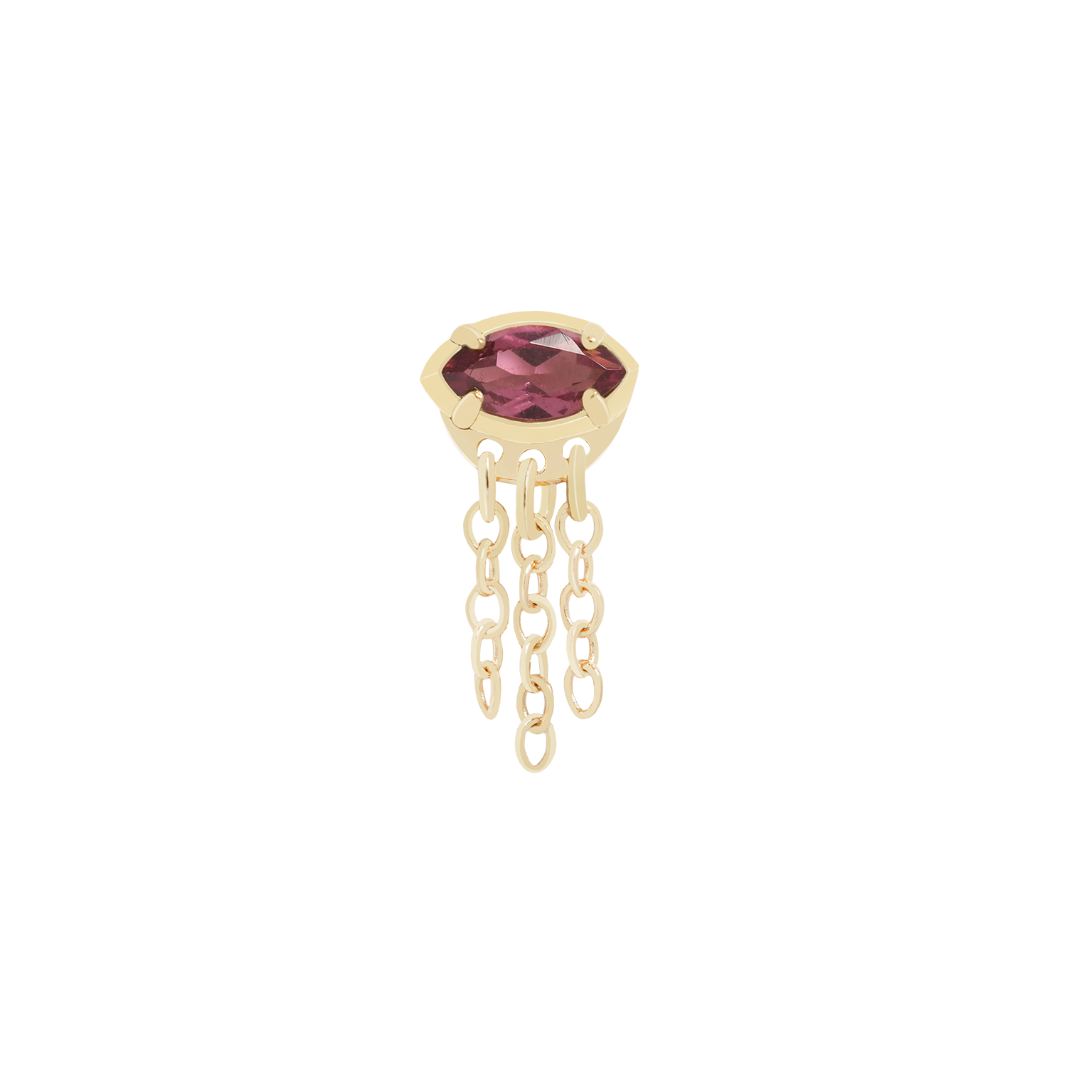 Oxblood red garnet set in solid 14K yellow gold with chains