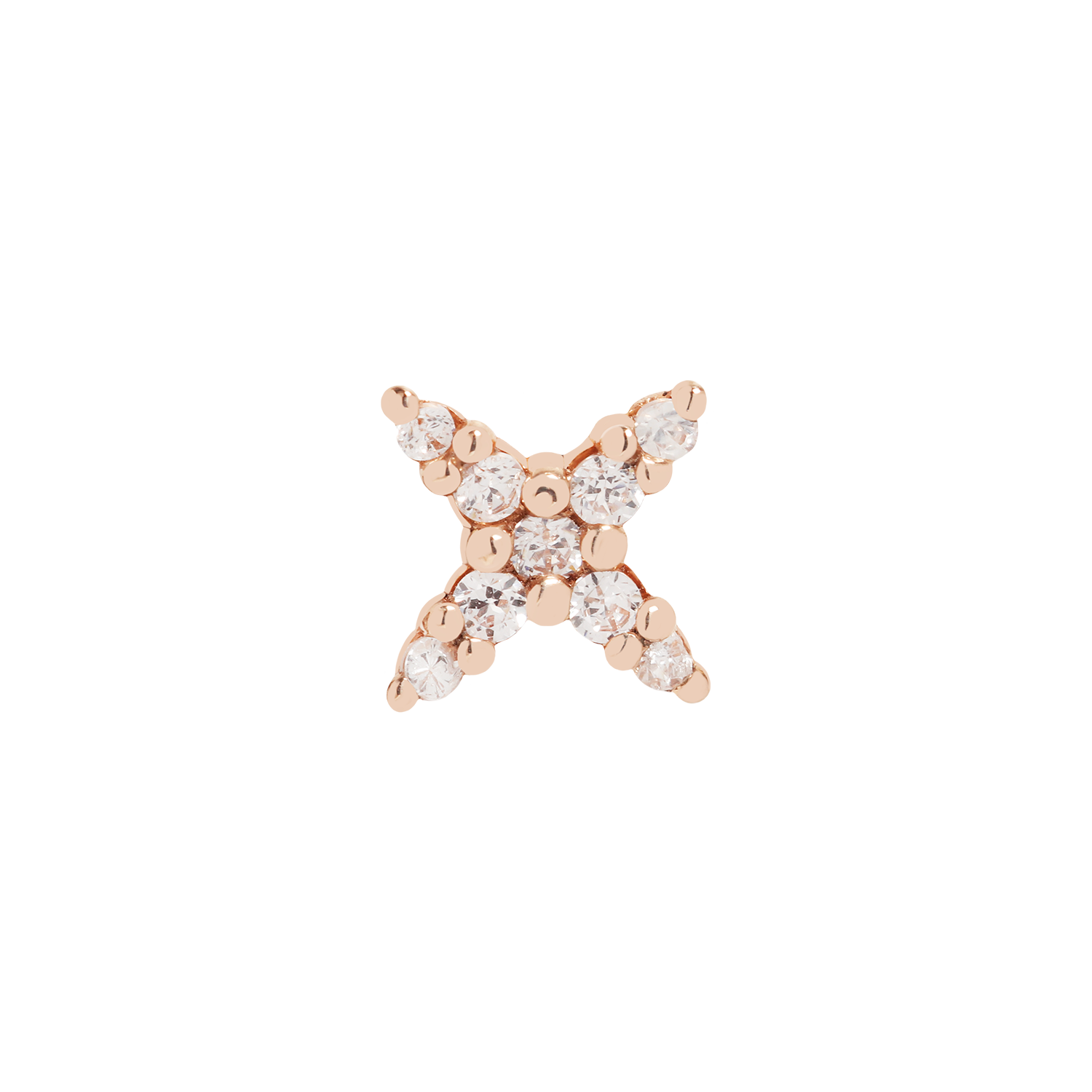 Swarovski crystals set in solid gold stud earrings for pierced ears