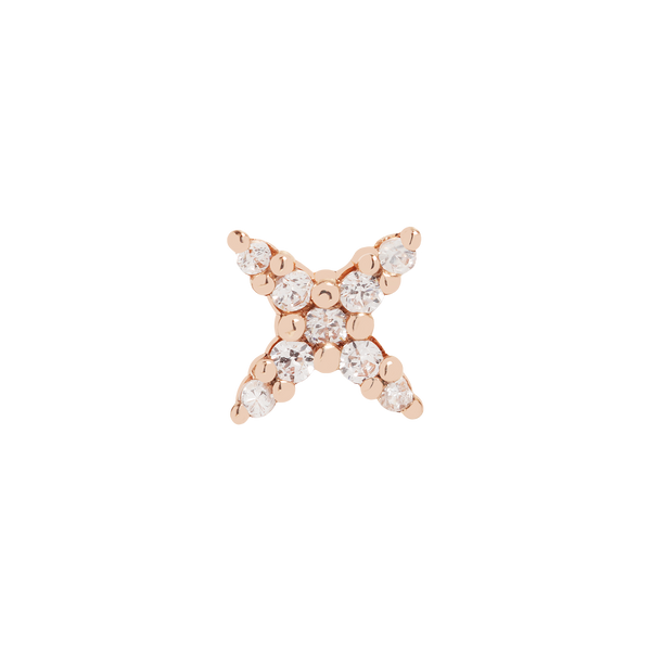 Swarovski crystals set in solid gold stud earrings for pierced ears