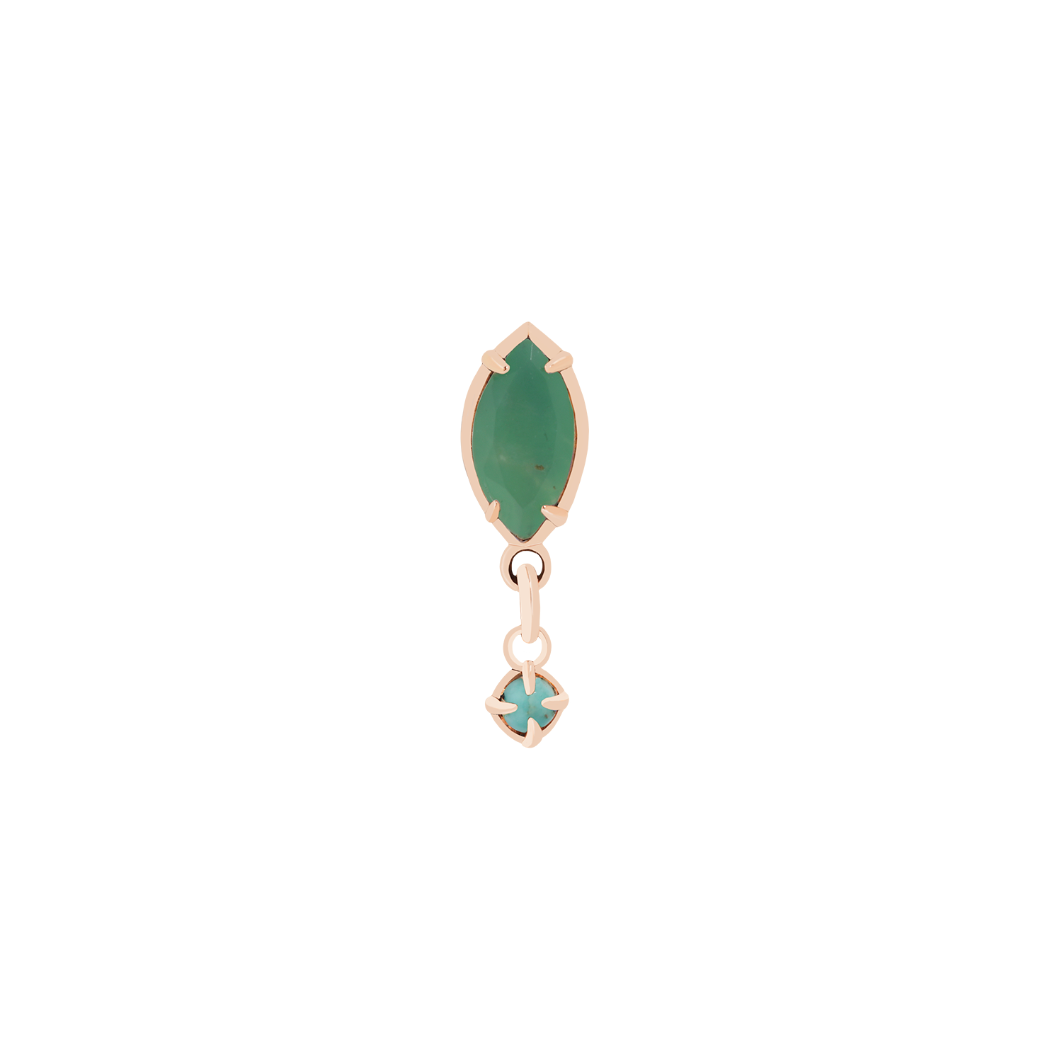 Solid rose gold and chrysoprase piercing jewelry