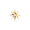 Beaded yellow gold flower with dark lacquer patina accents. Petite nose ring stud