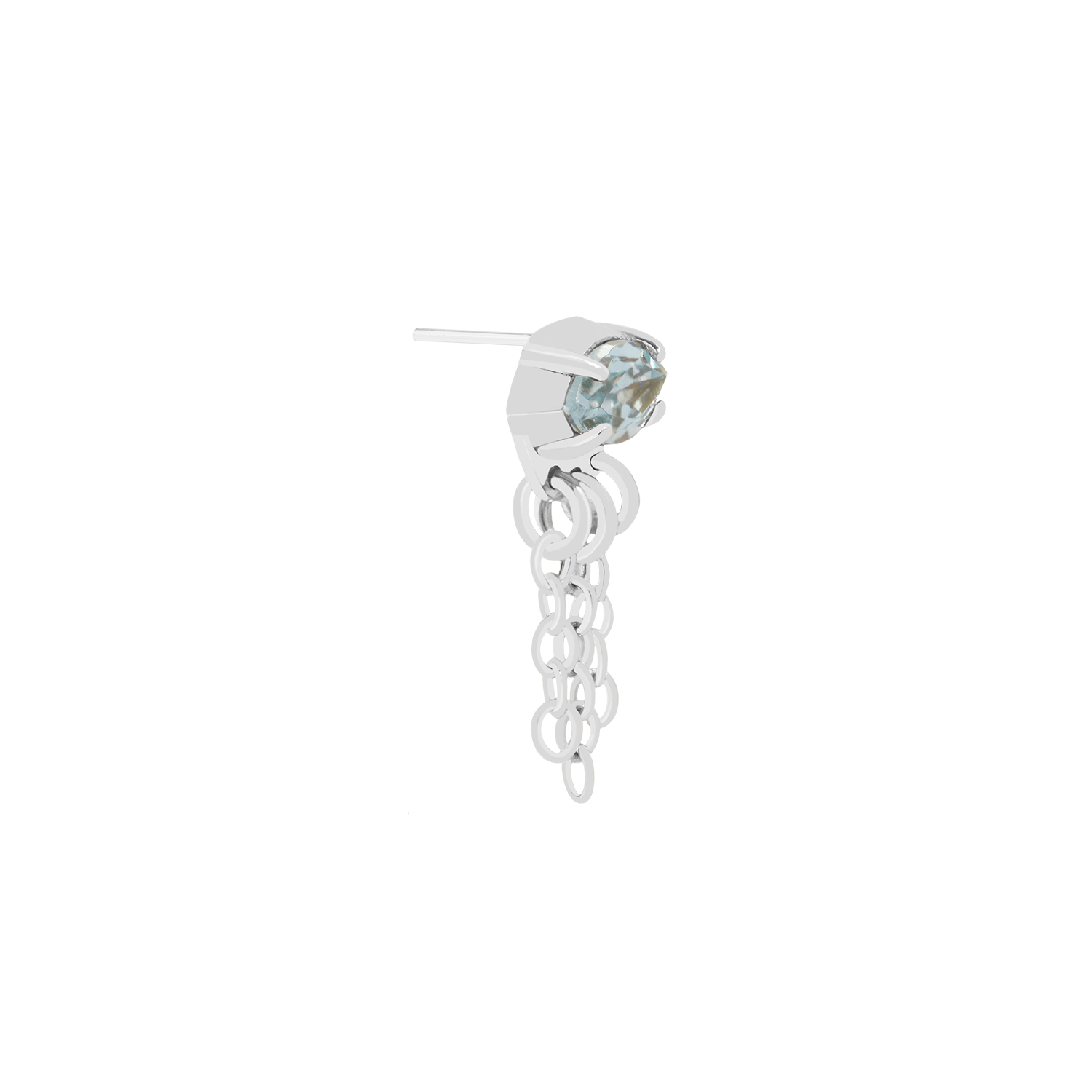 14k White Gold sky blue topaz with chains