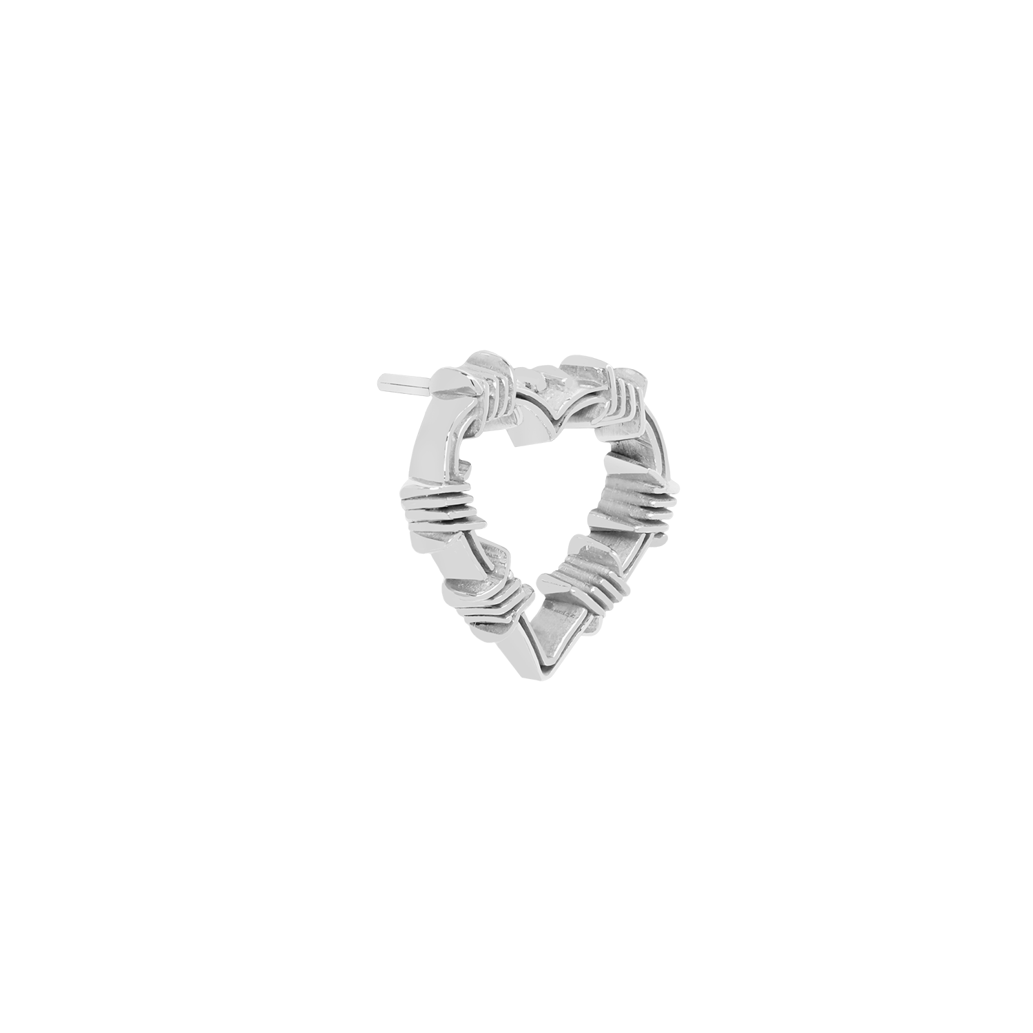 14K white gold barbed wire heart jewelry for piercings