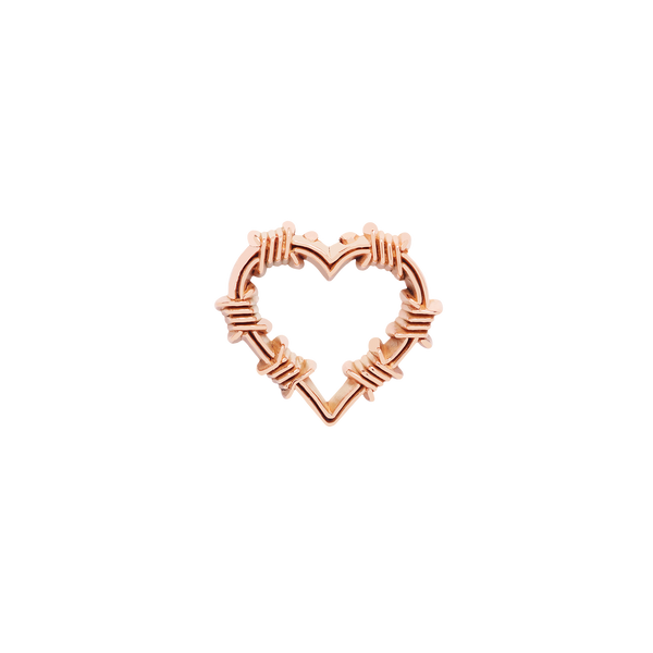 Rose Gold barbed wire heart flatback earring