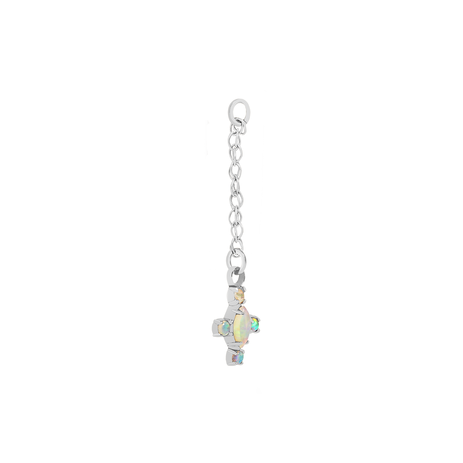 solid gold and real rainbow opal body jewelry