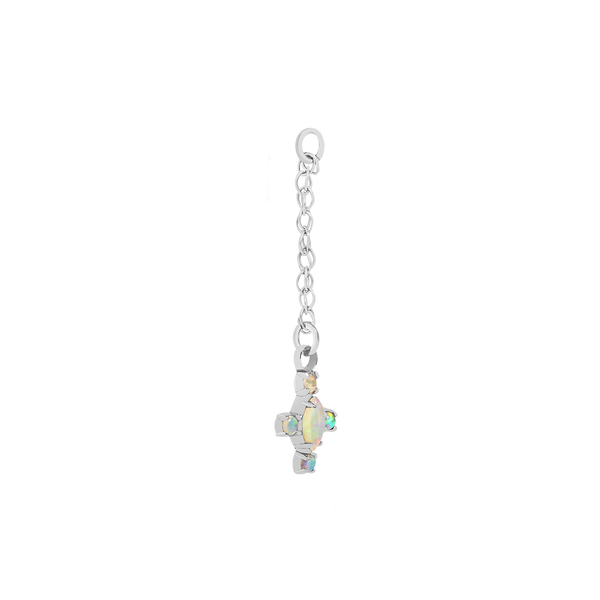 solid gold and real rainbow opal body jewelry