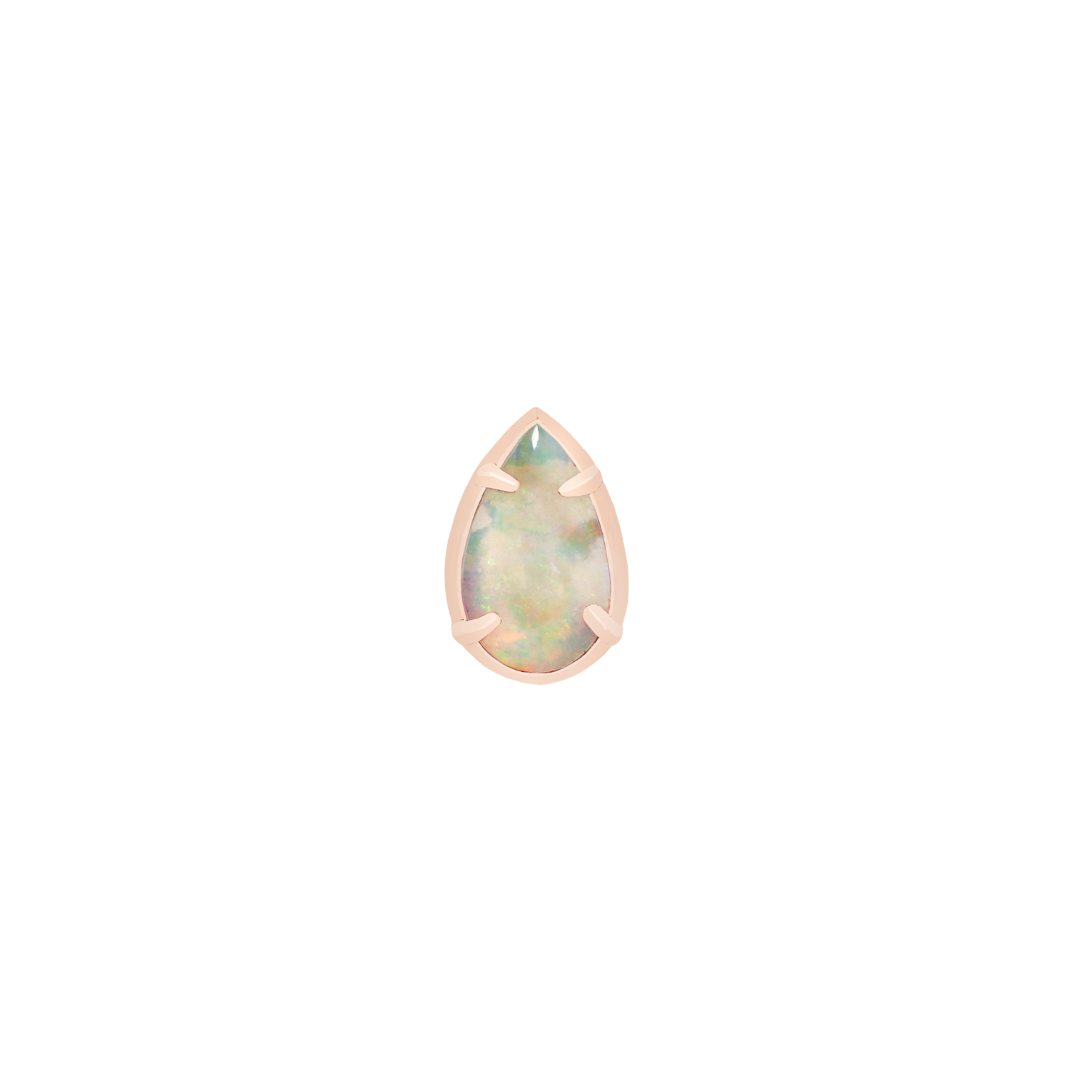 Rainbow opal from Coober Pedy Australia set in Pastel pink gold with threadless pin for flatback labret posts 