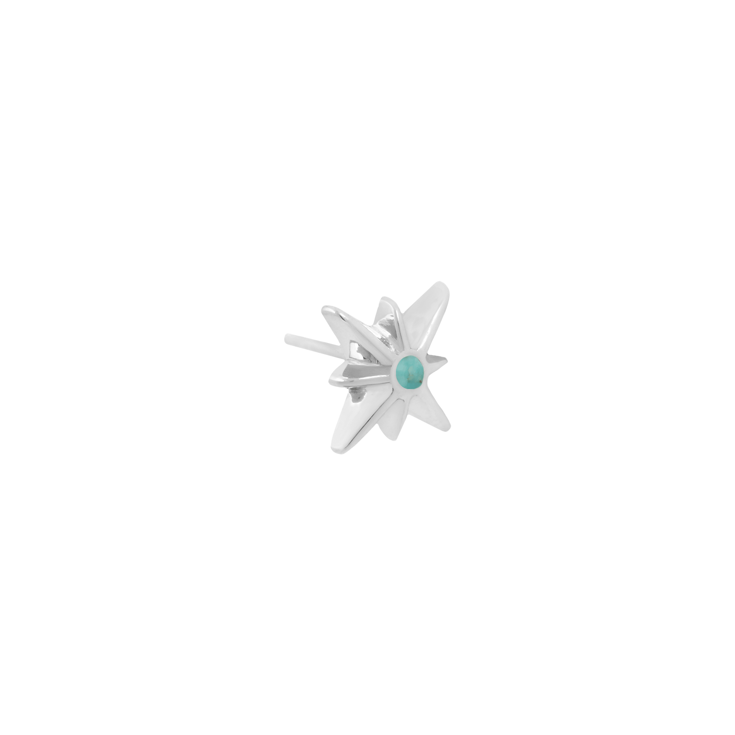 White pointed glitter star sign with turquoise cabachon for body piercings