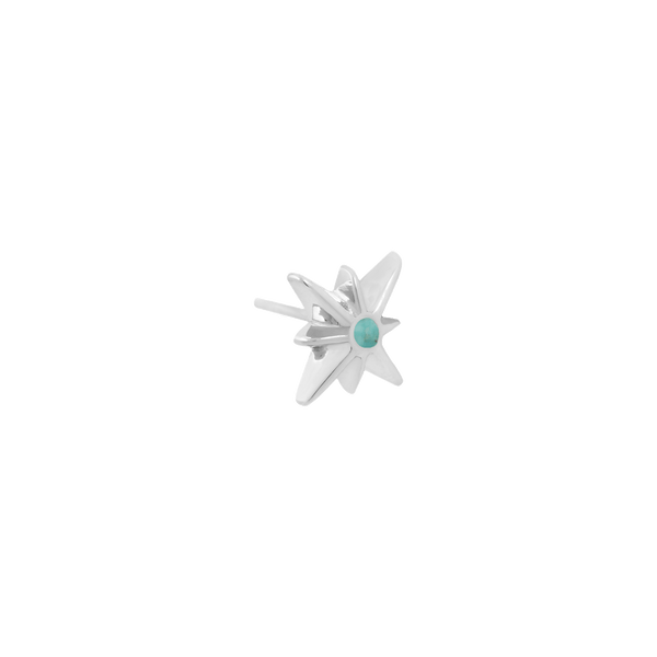 White pointed glitter star sign with turquoise cabachon for body piercings