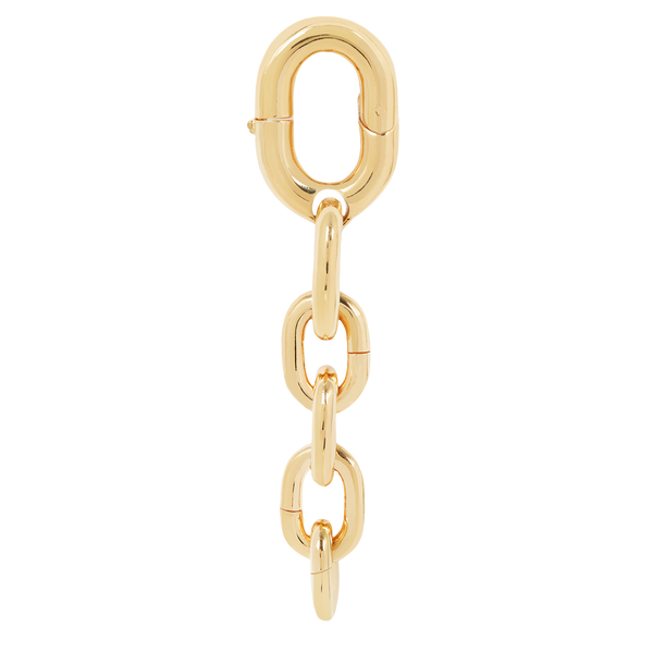 Yellow gold chain link earring for stretched lobes