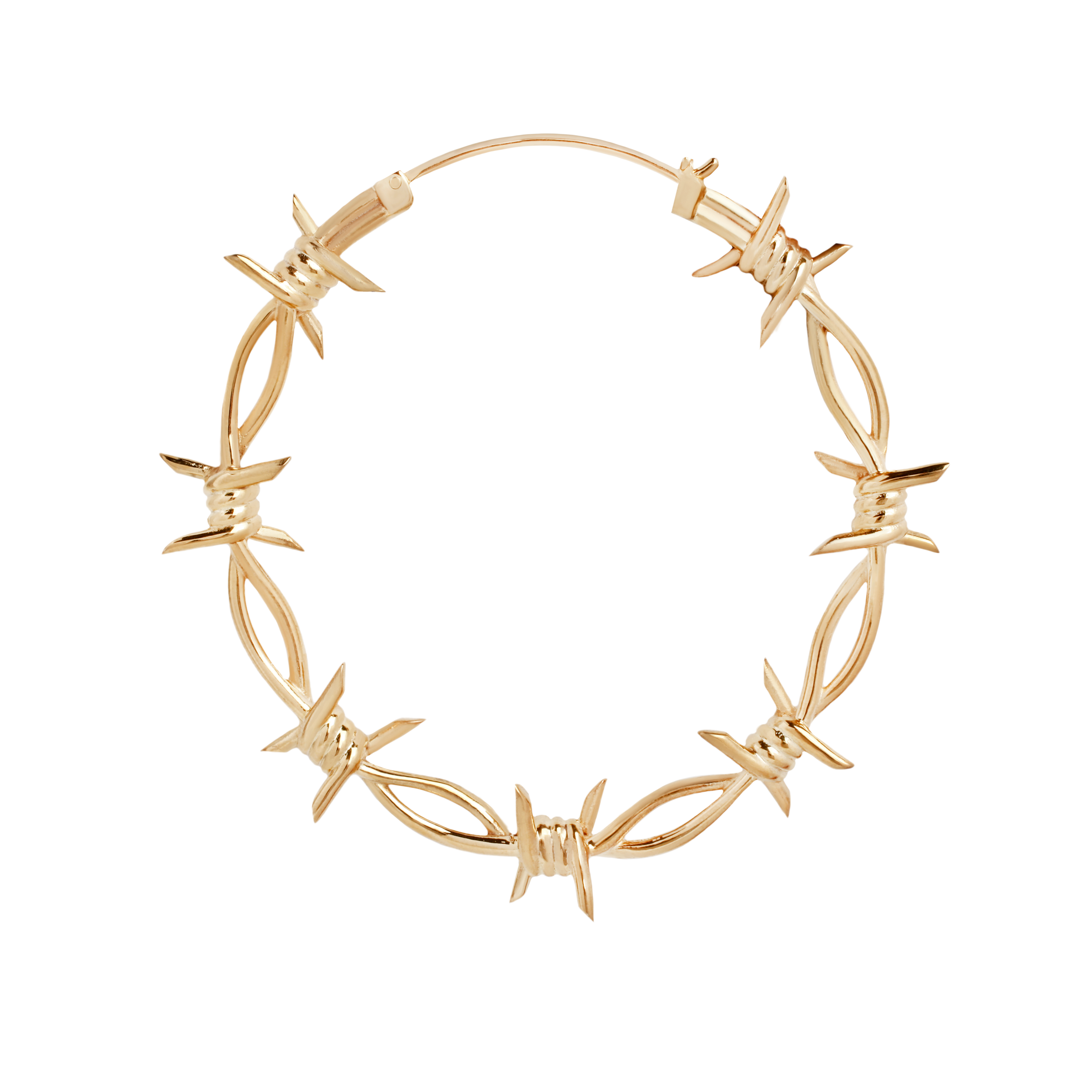 Pamela Small barbed wire earrings for traditionally pierced ears plated in yellow gold